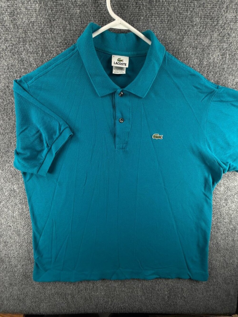 Lacoste Blue Short Sleeve Polo Shirt Men Croc Logo Cotton Size 6 Knit Mesh